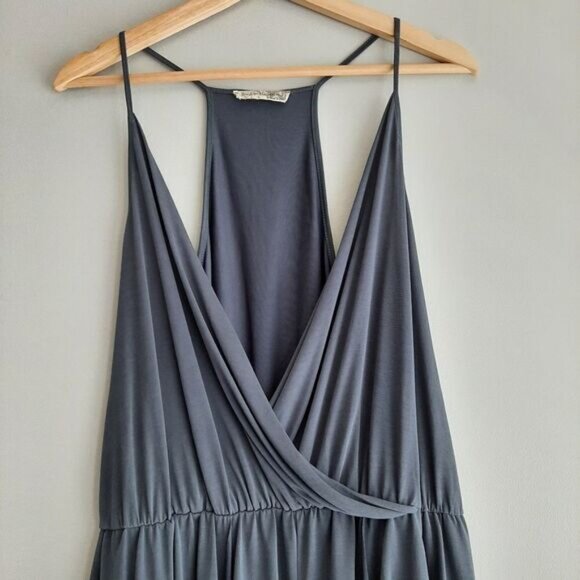 BEAR DANCE / Surplice Spaghetti Strap Stretchy & Soft Romper Blue Sz L - Picture 3 of 10